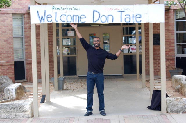 Author/illustrator Don Tate is welcomed to Doss Elementary