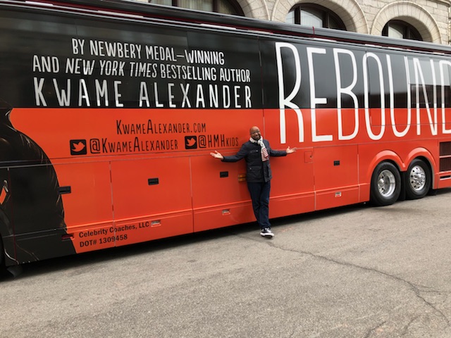 Kwame Alexander and his Rebound tour bus